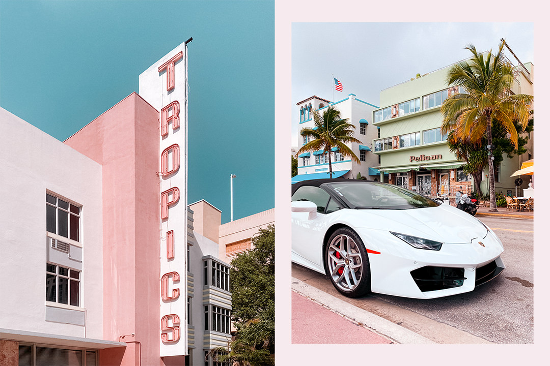 The 80s pastel color palette on Ocean Drive Miami Beach photographed by Nicolai Boenig