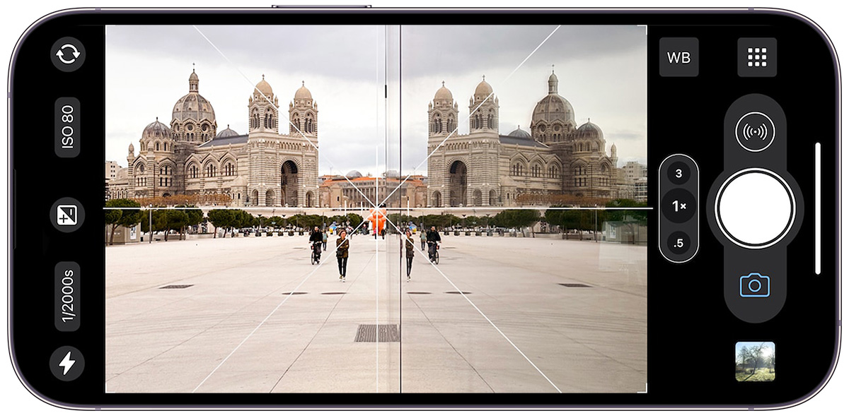 ProCamera 45° grid lines and viewfinder corners
