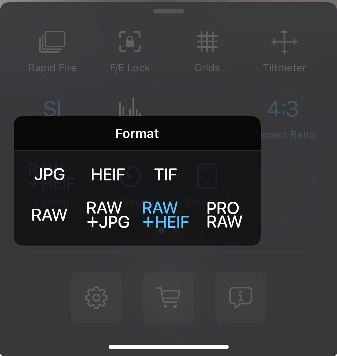 RAW + HEIF file format option in ProCamera