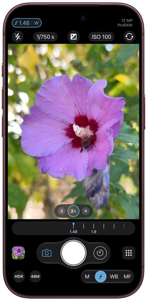 f stop aperture dial in ProCamera v27